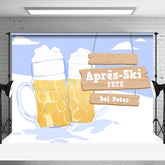 Nach Ski Bier Könnte Schnee Himmel Geburtstag Hintergrund